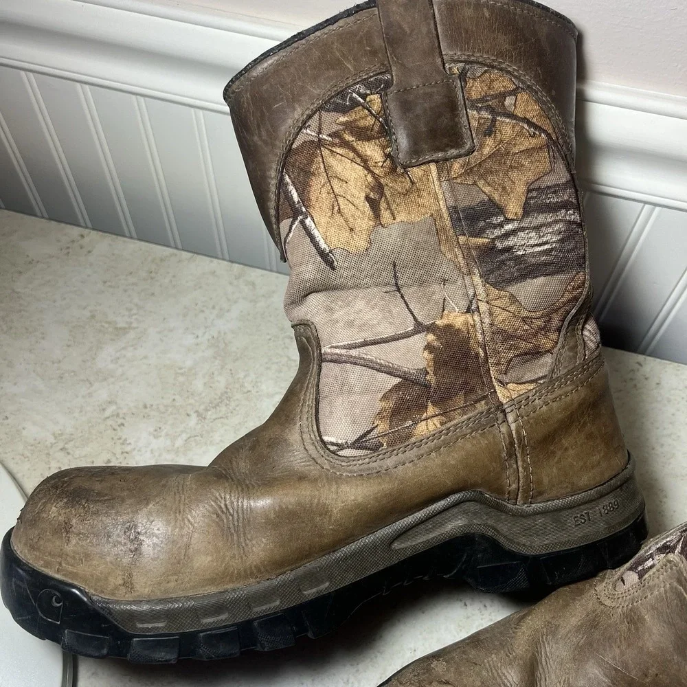 Carhartt CMF1375 Mens 11 W Wide Waterproof Camo Wellington Work Boots ASTM EH